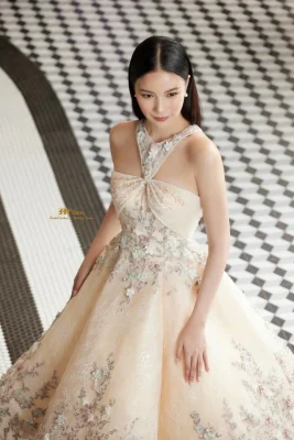 Embroidered Engagement Dress New Collection 2023 by Mook Woranit