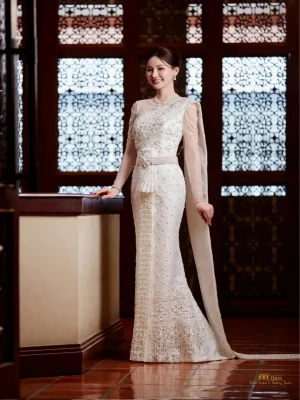 Modern Thai Mermaid Silhouette – Pure Ivory